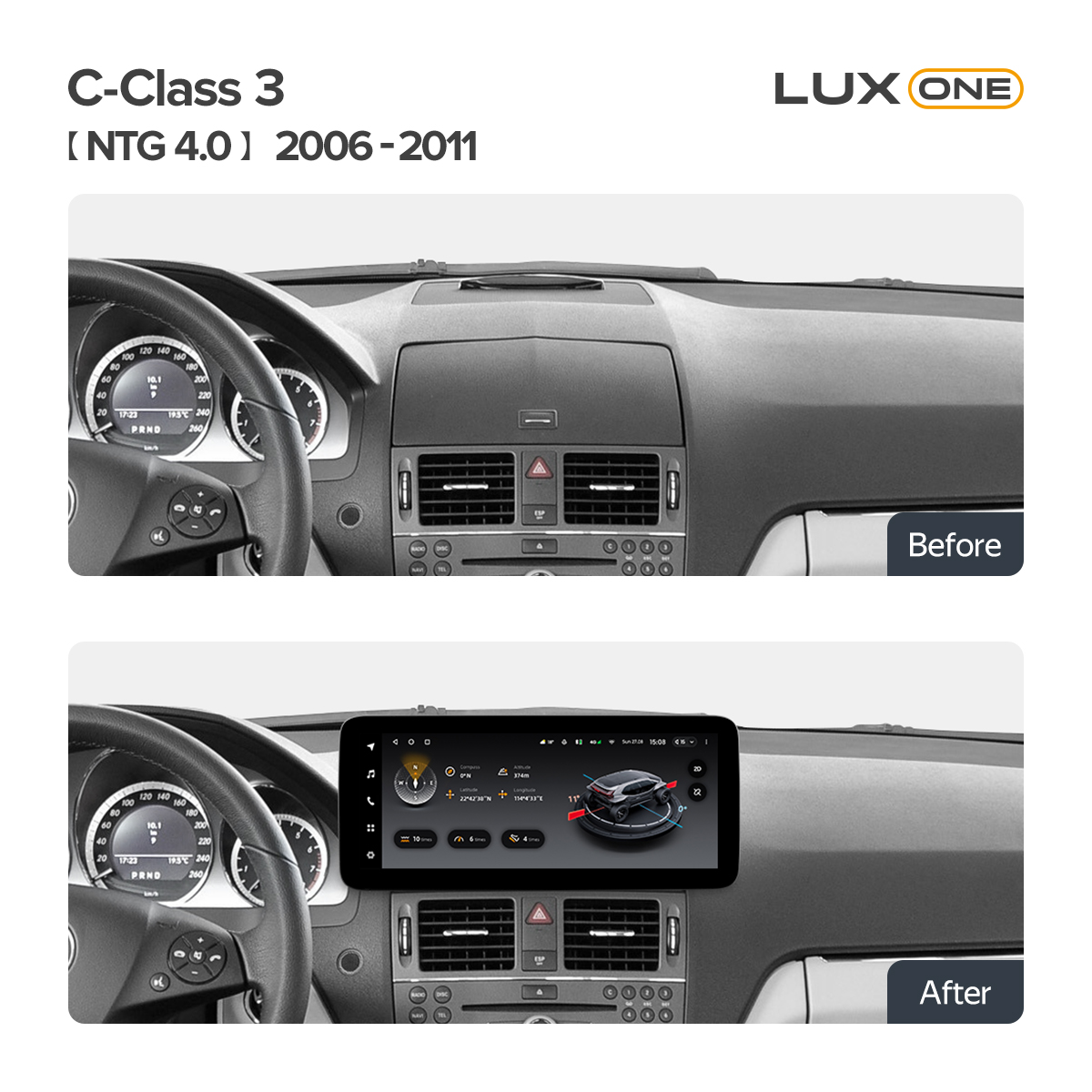 Штатная магнитола Teyes Mercedes Benz C-Class 3 ( NTG 4.0 ) W204 C204 S204 2006-2011 LUX ONE 6gb/128gb 12